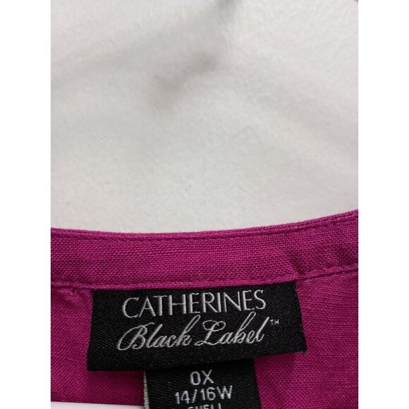Catherines Womens 3/4 Sleeve Eyelet Cardigan Size 14/16 Magenta Pink Open Cotton - Picture 2 of 7